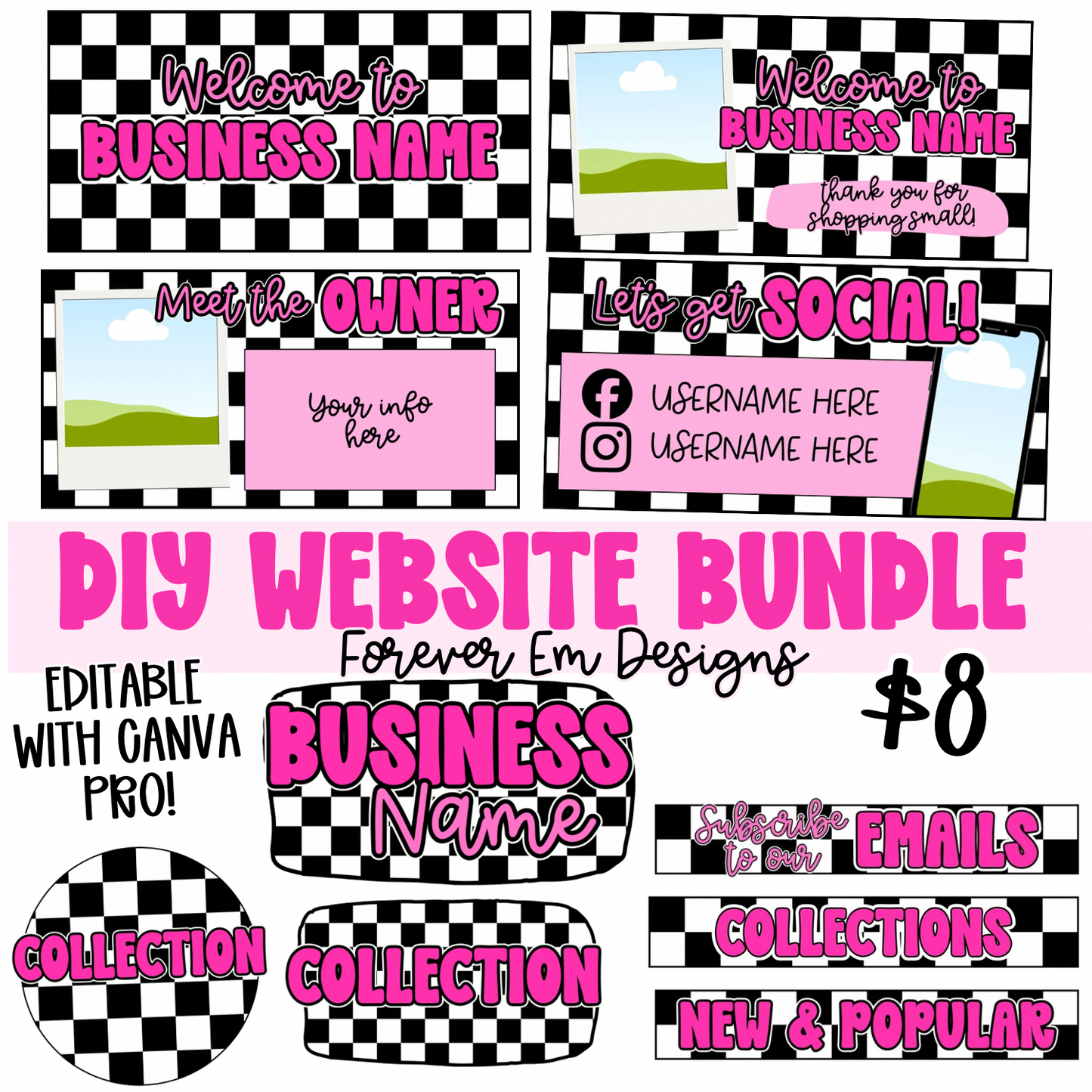 Black & White Check Website Bundle