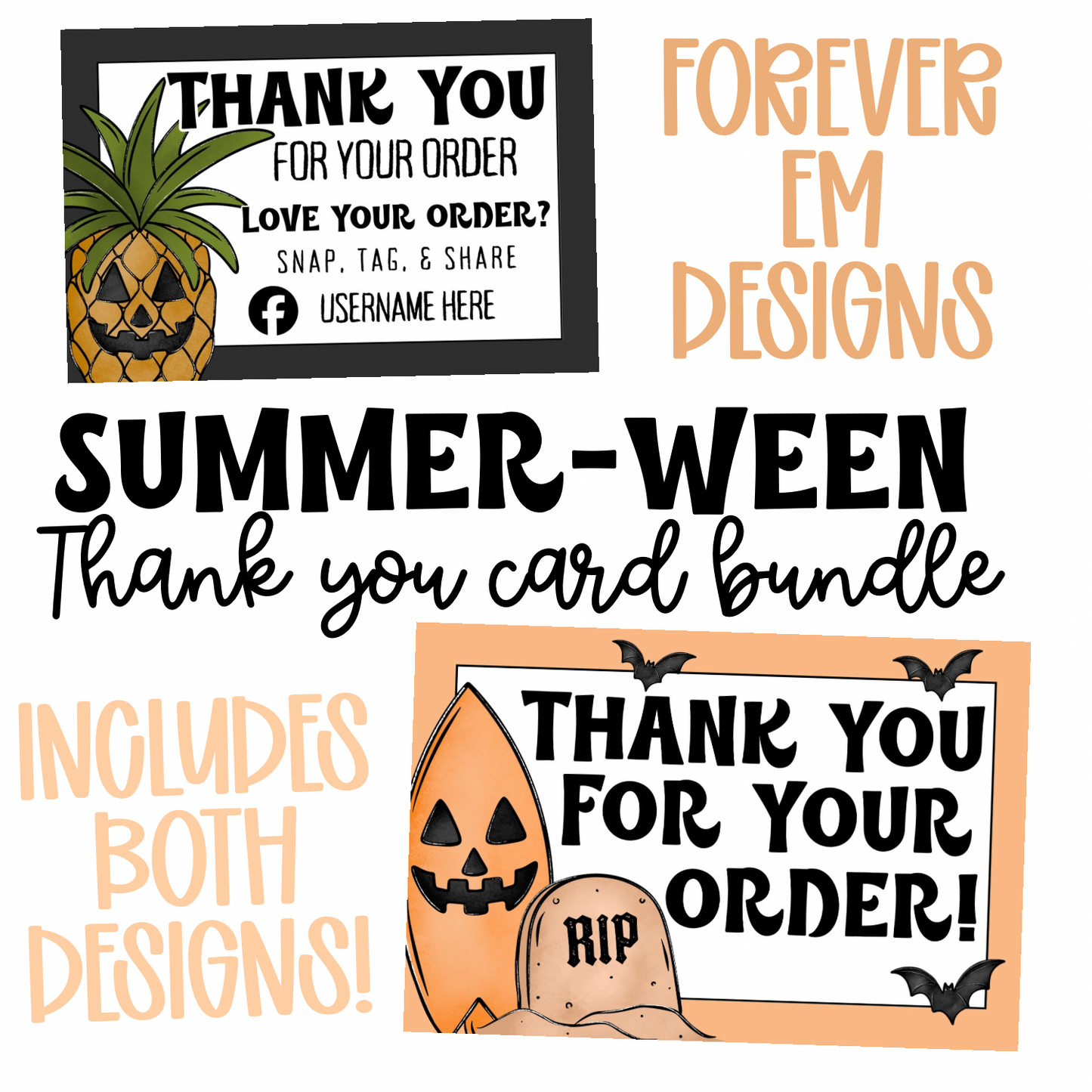 Summer-Ween Thank You Card Bundle