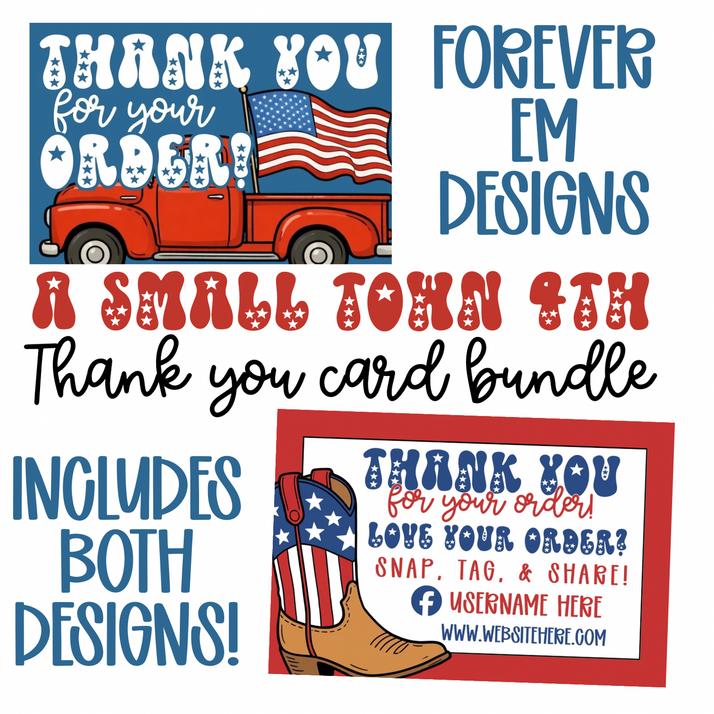 A Small Town 4thThank You Card Bundle
