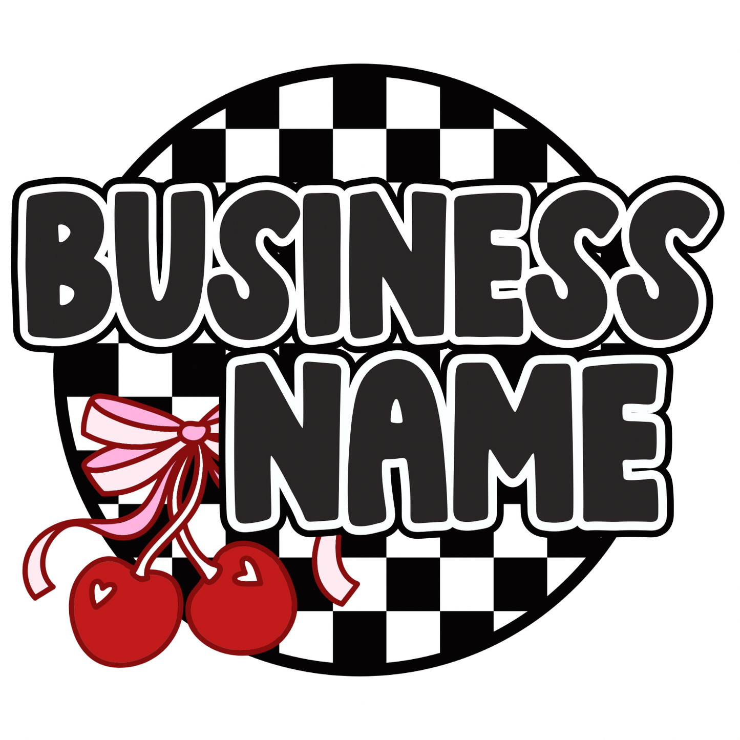B&W/Cherry checkered logo