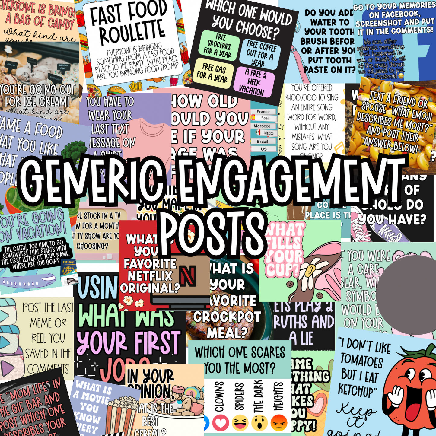 75 Generic engagement posts bundle deal