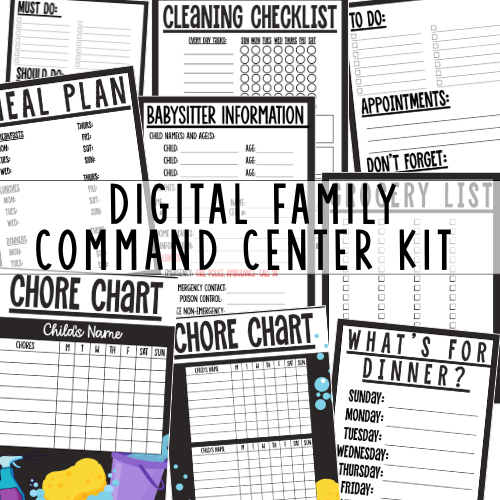 Printable Family Command Center Kit — Black