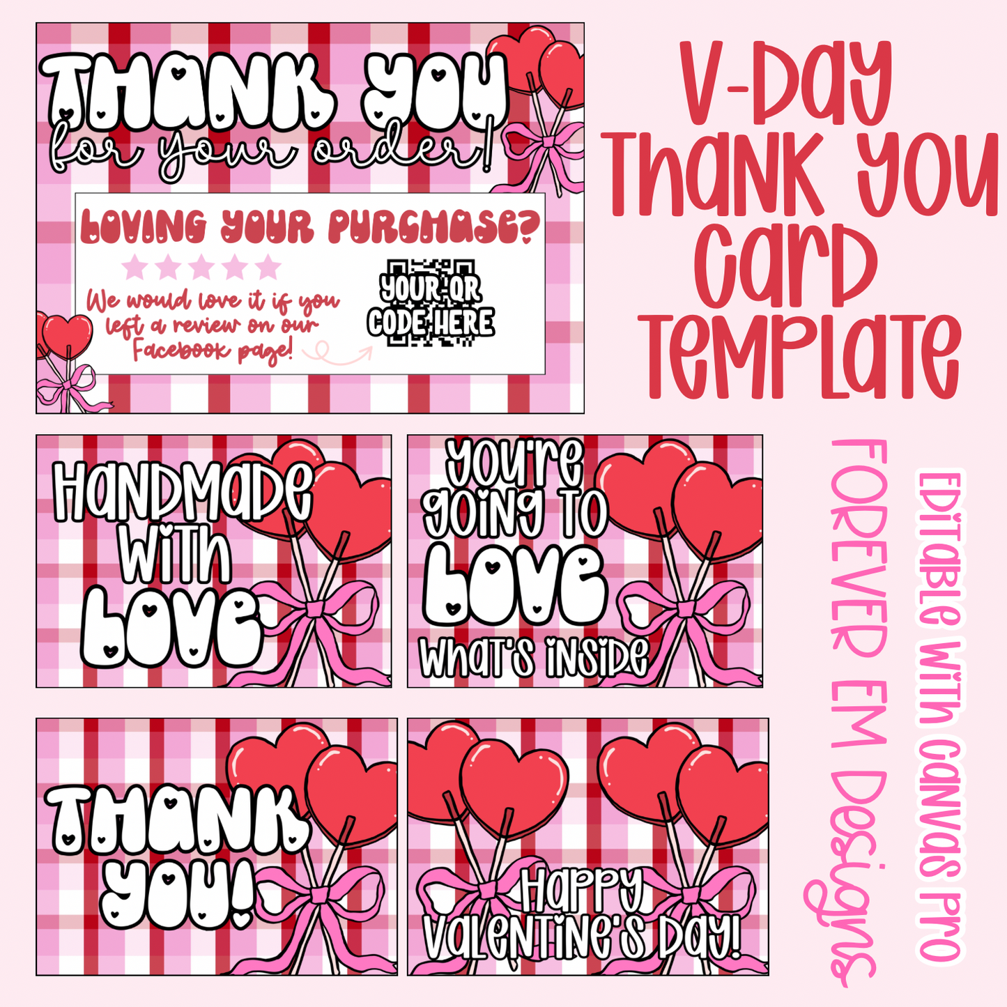 Classic Valentine’s Day Thank You Card Template Set