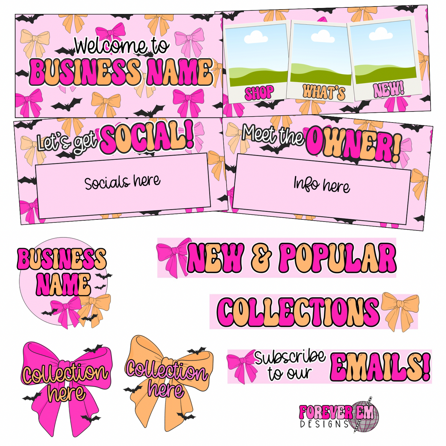 Preppy Halloween Website Bundle (pink)