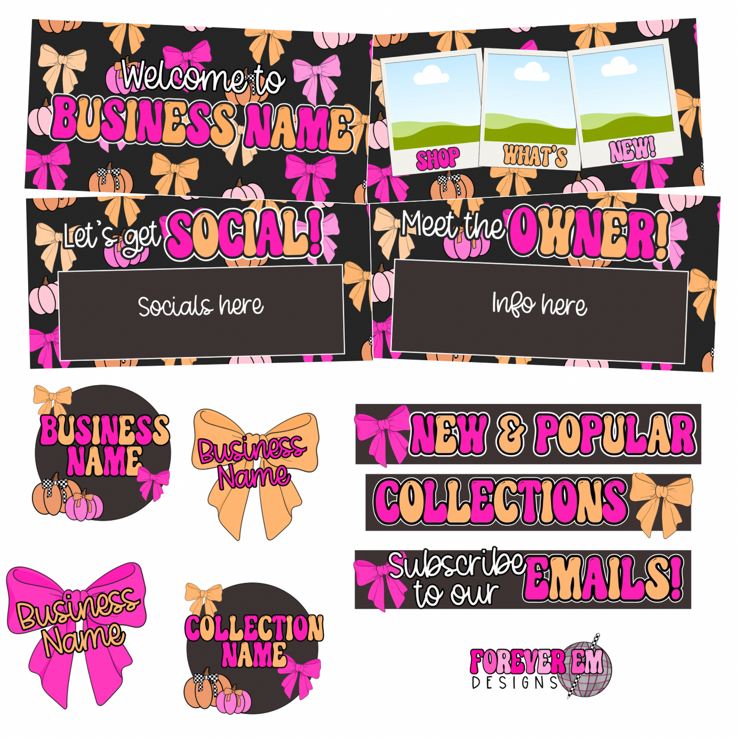 Preppy Halloween Website Bundle (black)