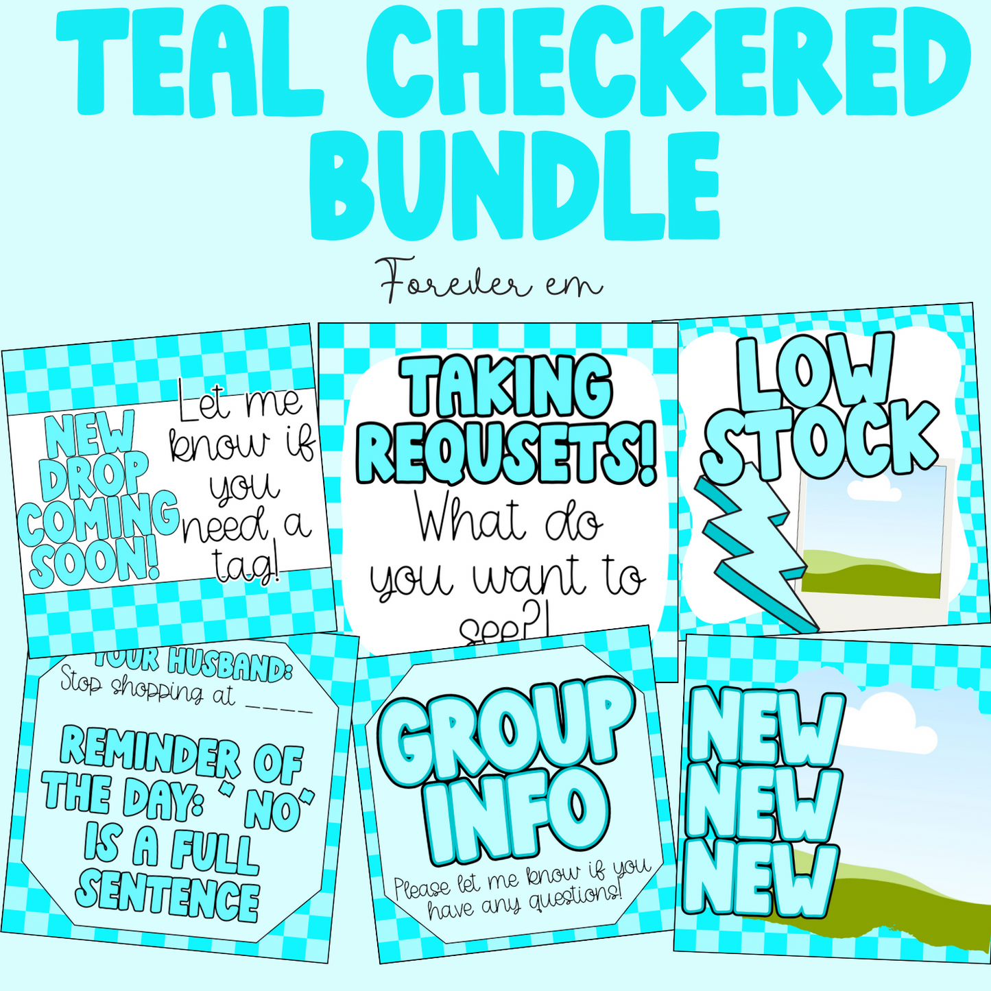 Teal checkered bundle