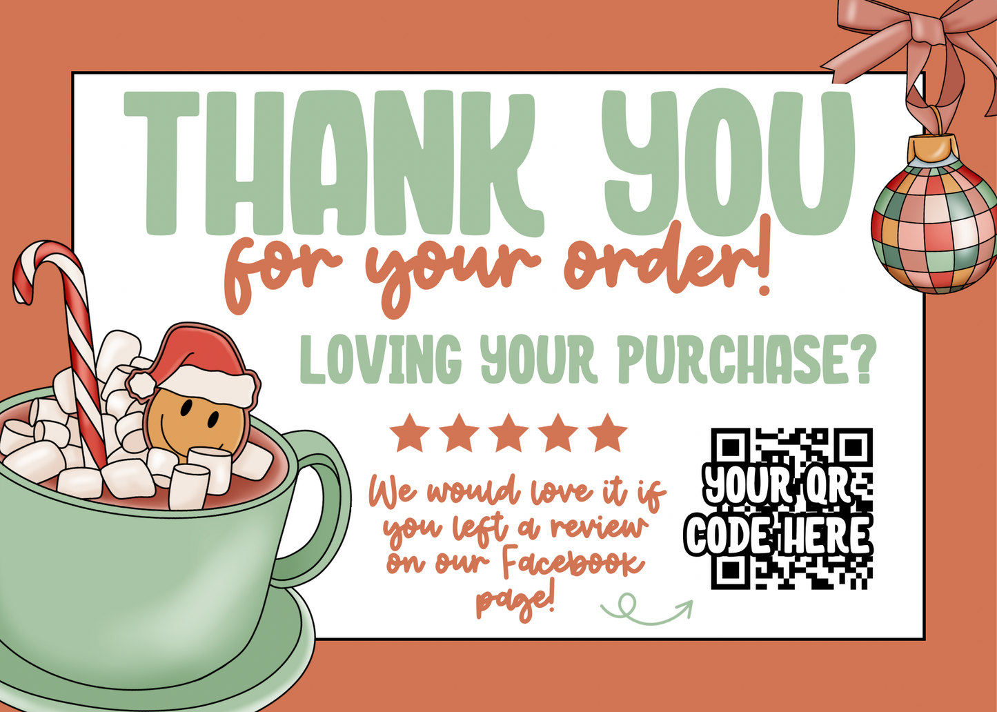 Retro Christmas Thank You Card Template