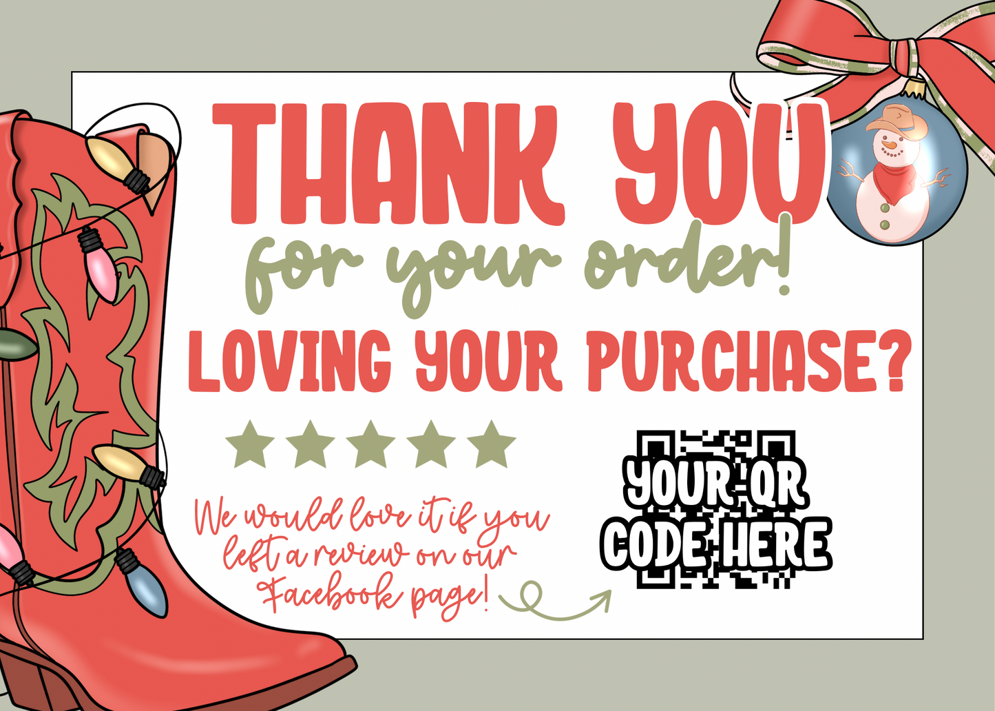 Western Christmas Thank You Card Template