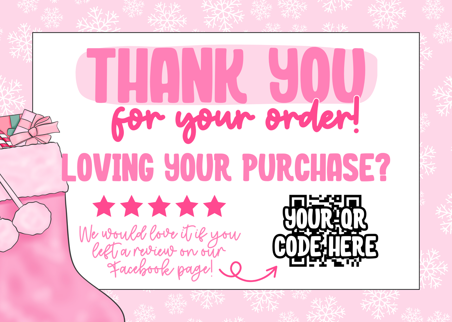 Pink Christmas Thank You Card Template
