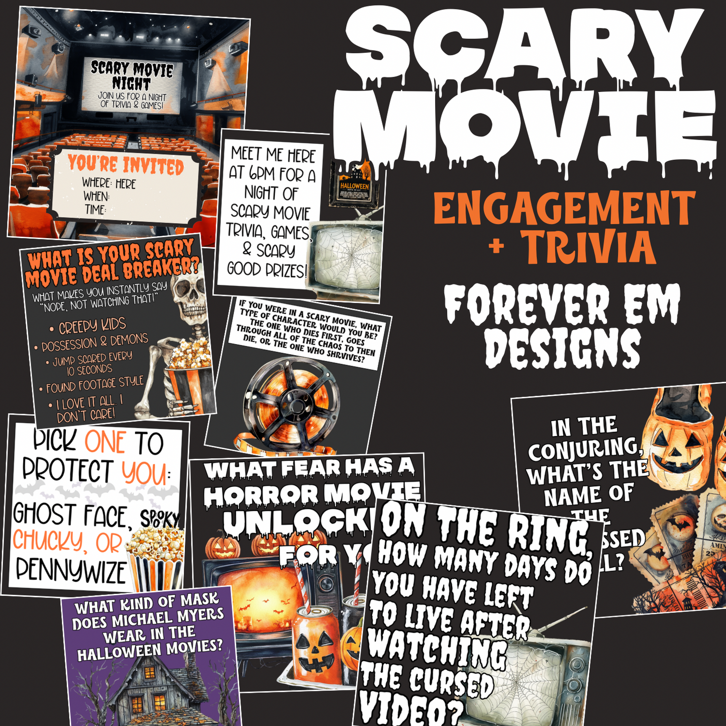 Scary Movie Night Engagement + Trivia