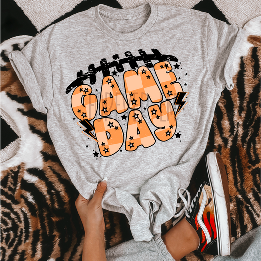 Checkered Retro Game day PNG Orange