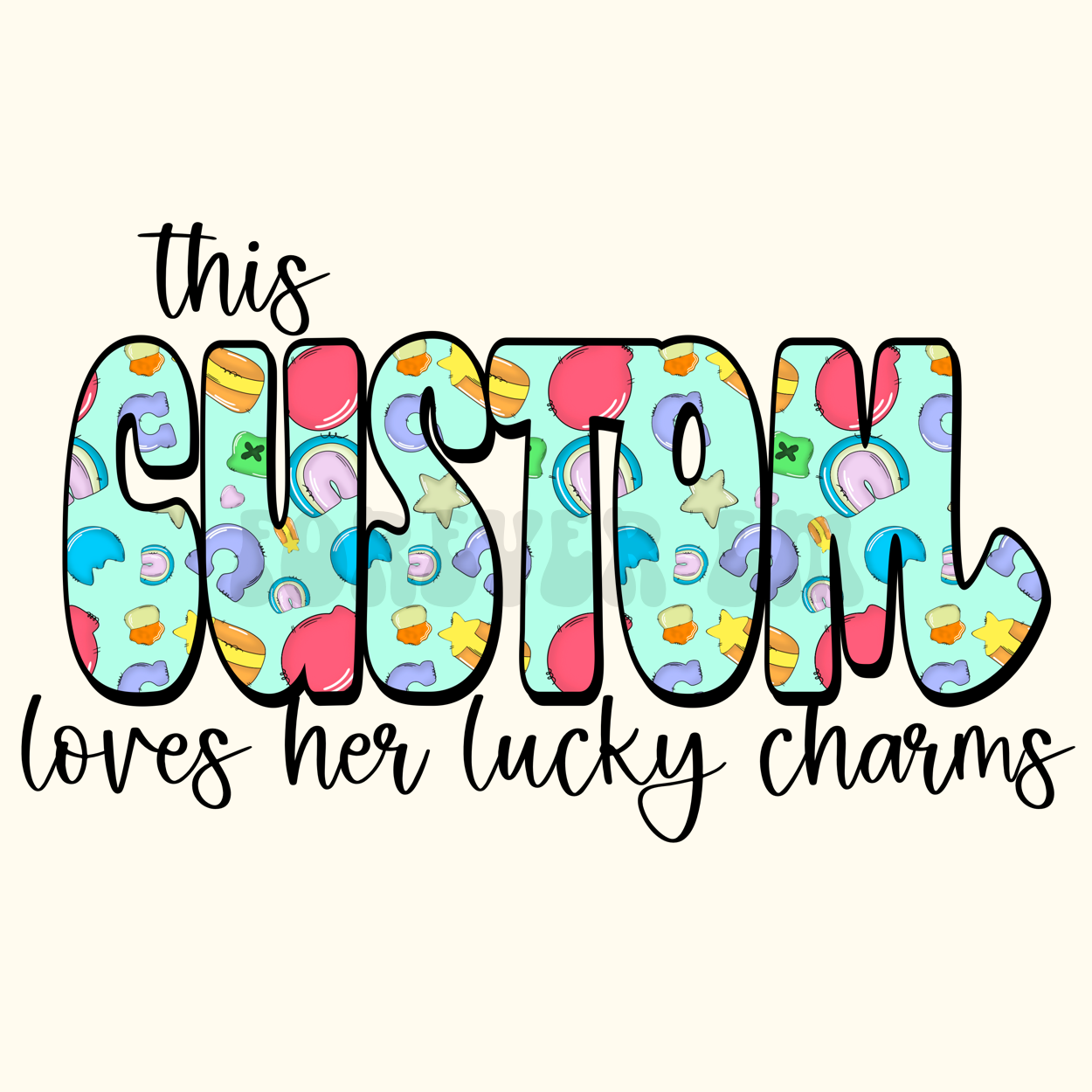 CUSTOM luck charms png - name and charms will be emailed together to the email on file! No revisions!