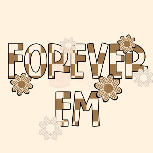 Retro boho checkered custom business name png