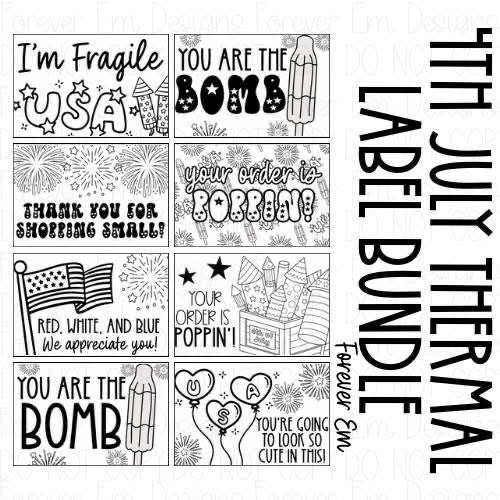 4th of July Thermal Label Designs