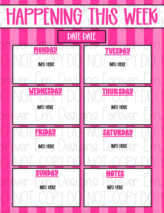 Weekly Planner template - PERSONAL USE