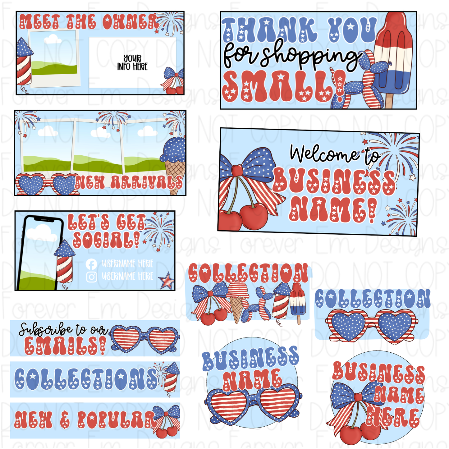 Preppy 4th of July Website Bundle