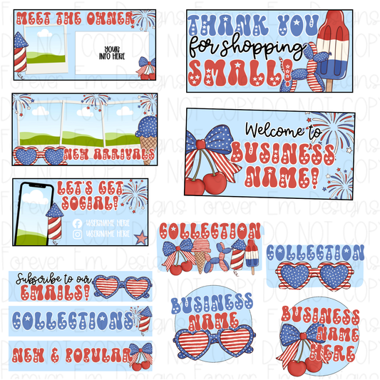 Preppy 4th of July Website Bundle