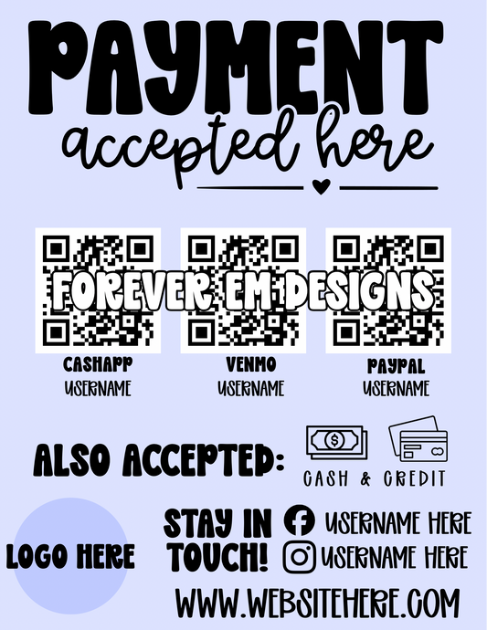 Purple Pay Here Sign Template