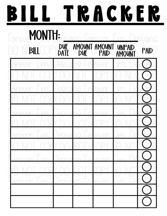 Bill Tracker template