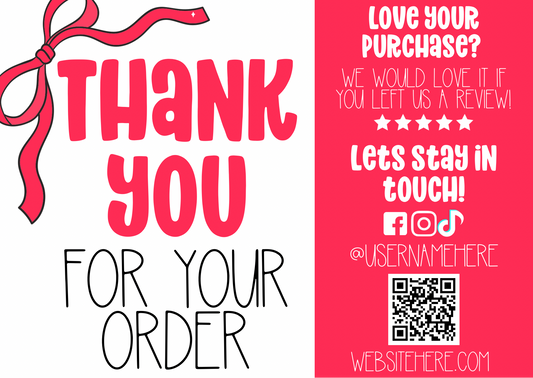 Red Bow Thank You Card Template