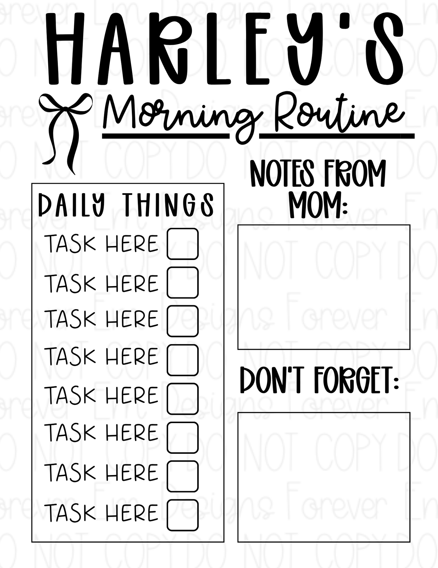 Kid’s Morning Routine template