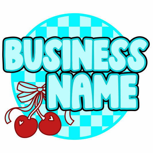 Teal/Cherry checkered logo