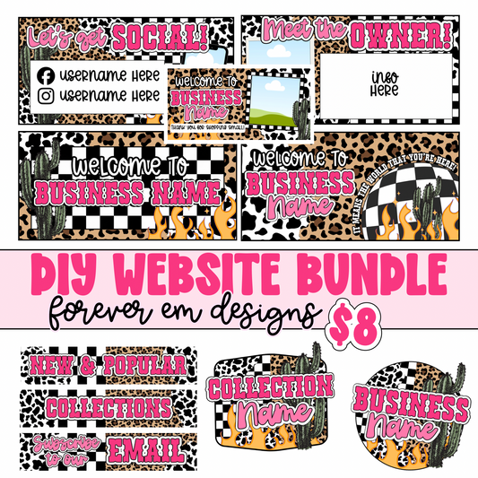 Cow + Leopard + checkered Print Website Bundle