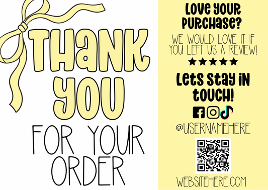 Yellow Bow Thank You Card Template