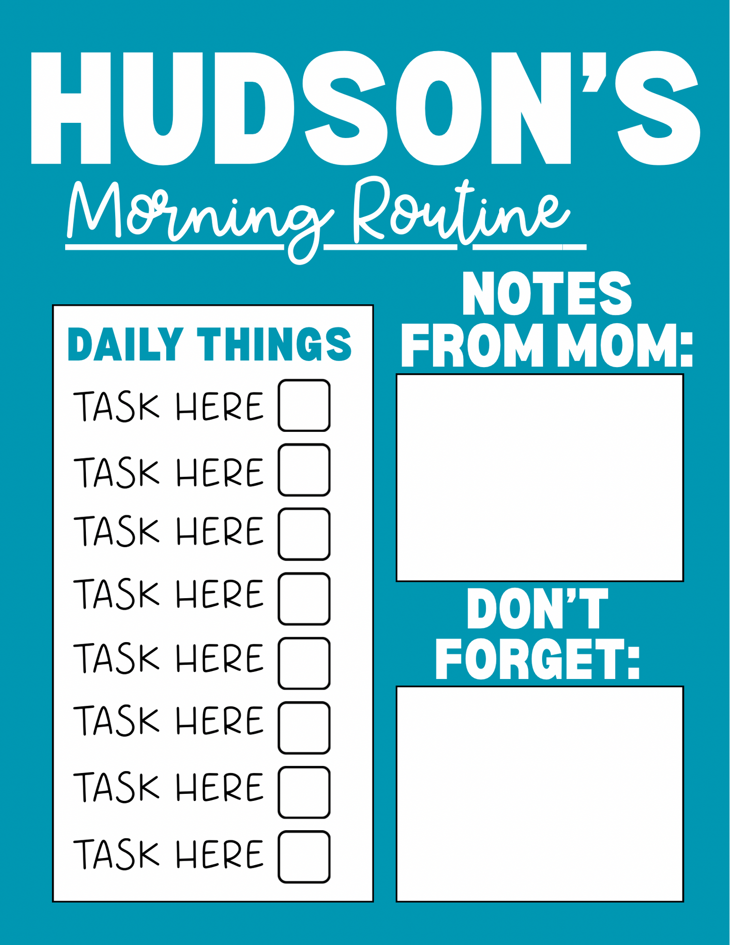 Kid’s Morning Routine template