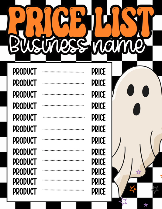 Checkered Ghost Price Sheet (Orange)