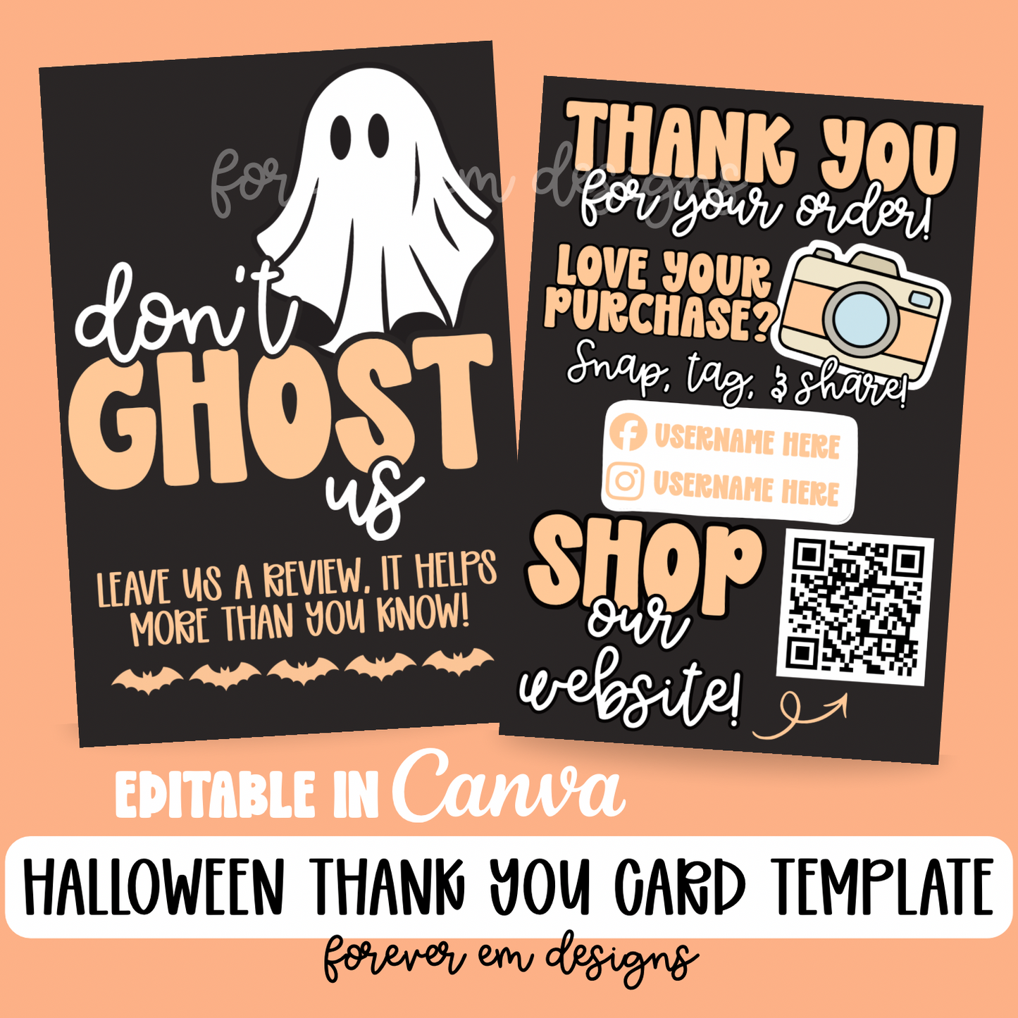 4x6 Halloween Thank You Card Bundle