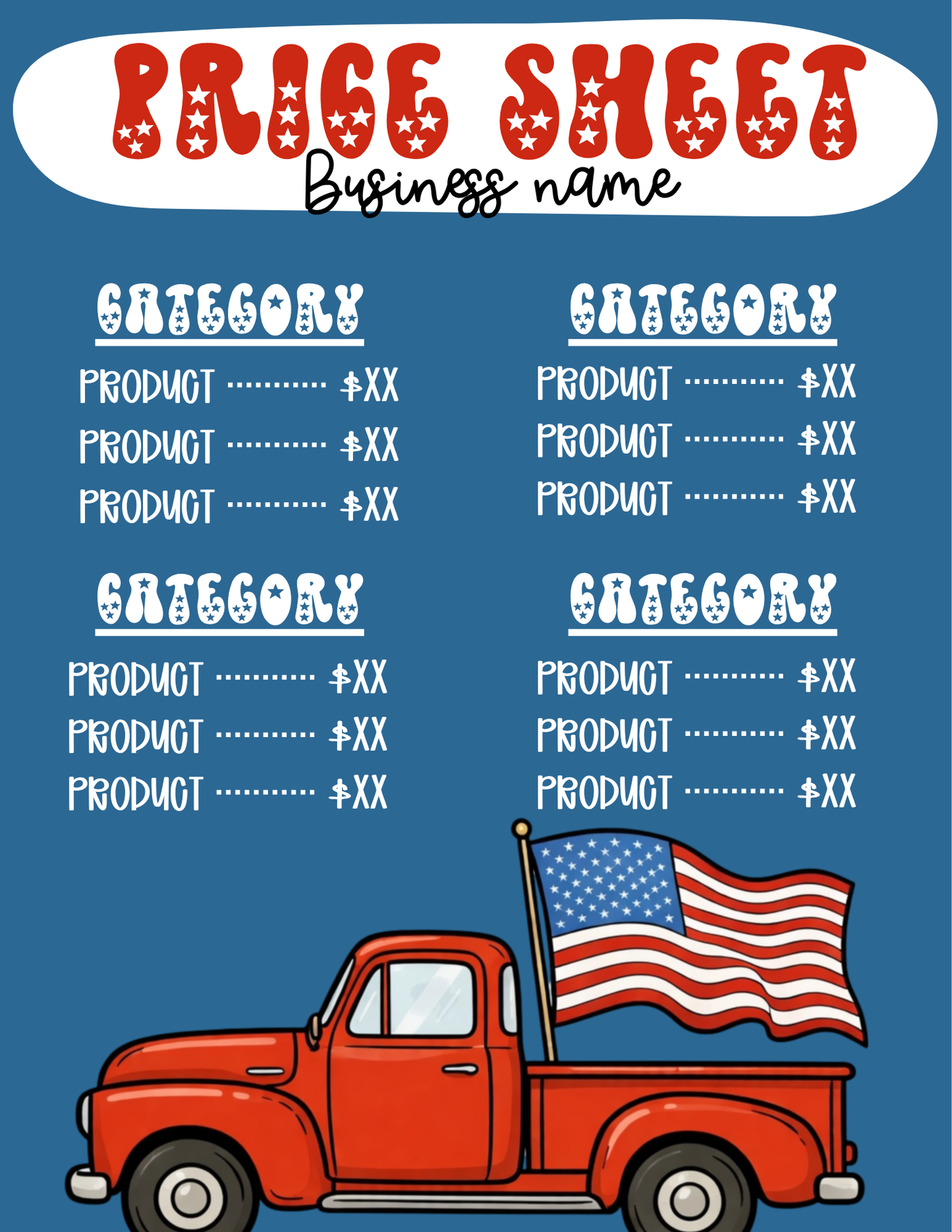 A Small Town 4th Price Sheet