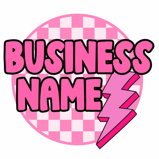 Pink/Bolt checkered logo