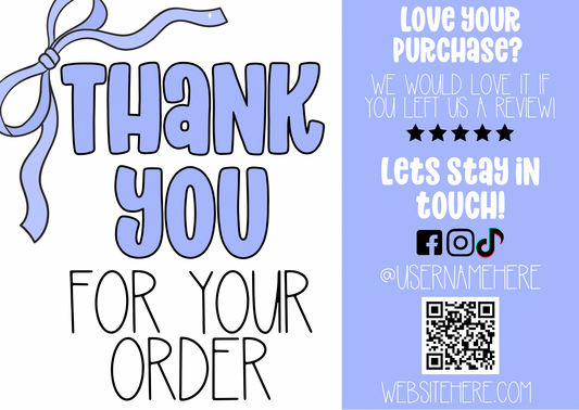 Purple Bow Thank You Card Template
