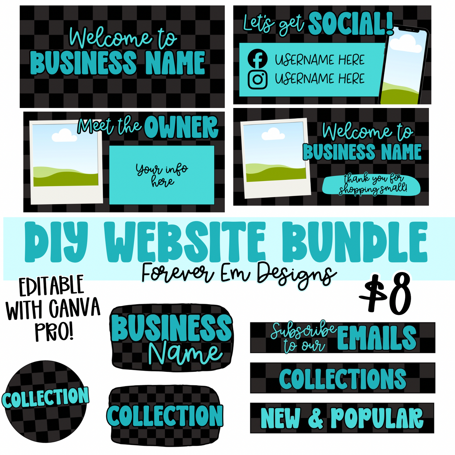 Turquoise/Teal Check Website Bundle