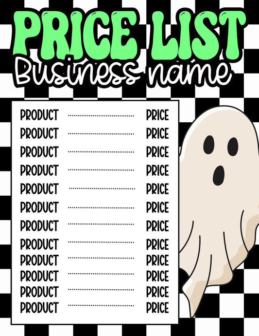 Checkered Ghost Price Sheet (Green)