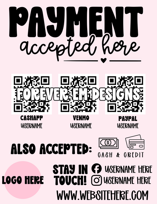 Pink Pay Here Sign Template