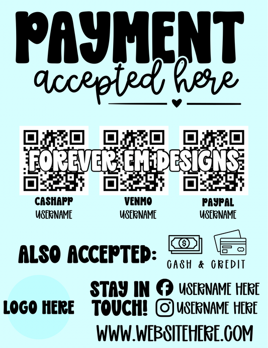 Teal Pay Here Sign Template