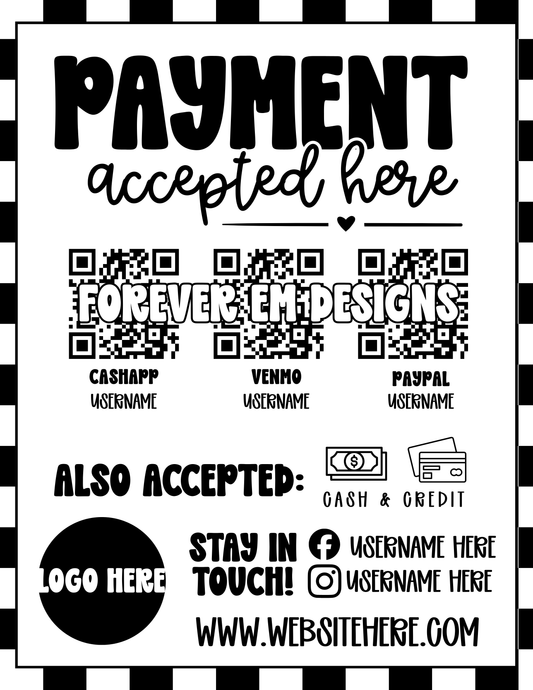 Checkered Print Pay Here Sign Template