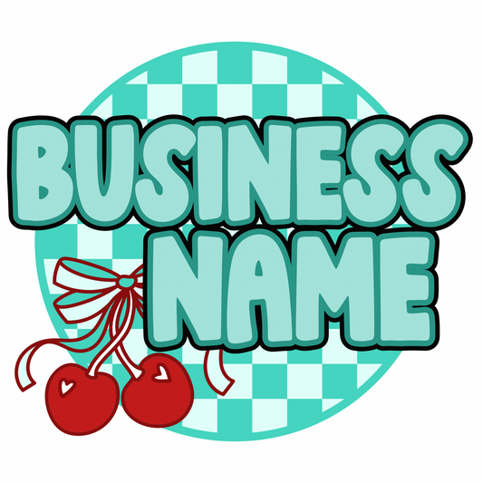 Mint/cherry checkered logo