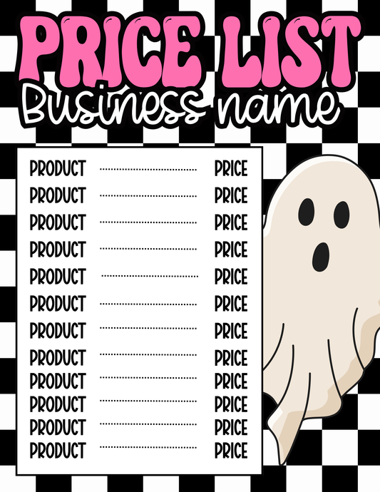 Checkered Ghost Price Sheet (Pink)