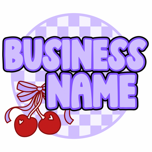 Purple/cherry checkered logo