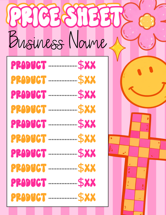 Faith Price Sheet