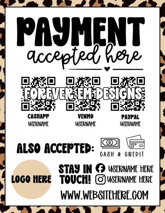 Leopard Print Pay Here Sign Template