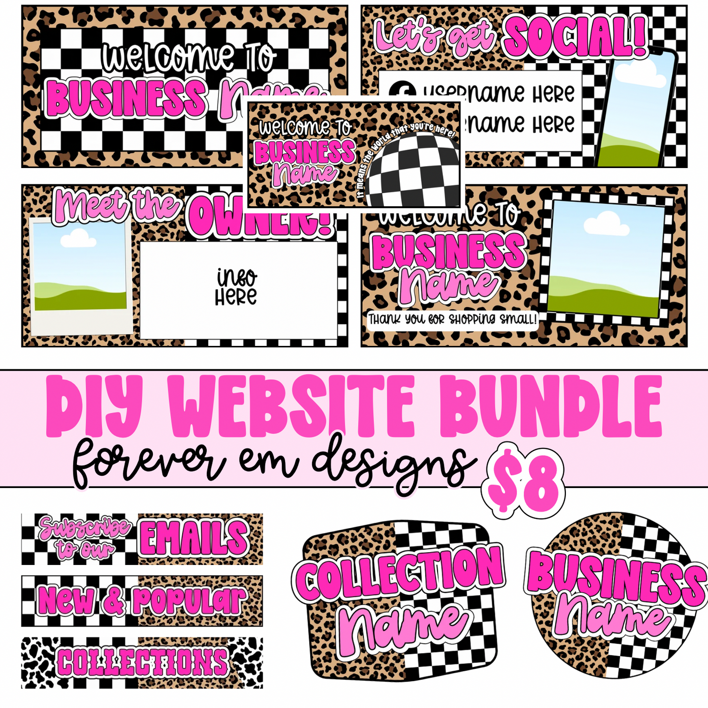 Leopard + checkered Print Website Bundle