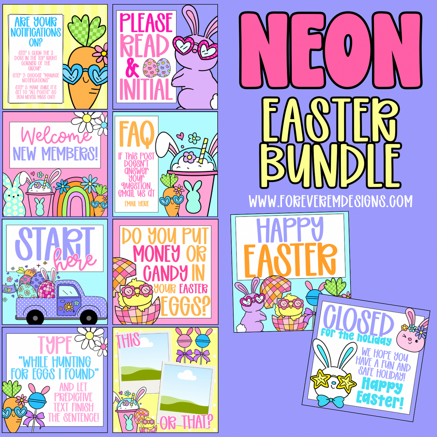 Neon Easter Graphic Bundle