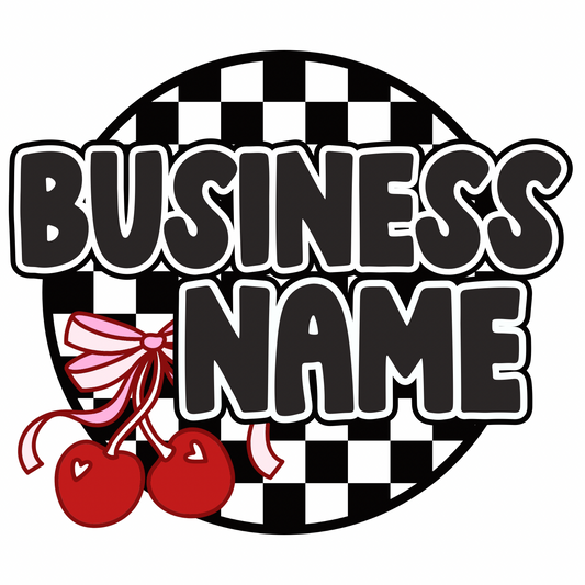 B&W/Cherry checkered logo