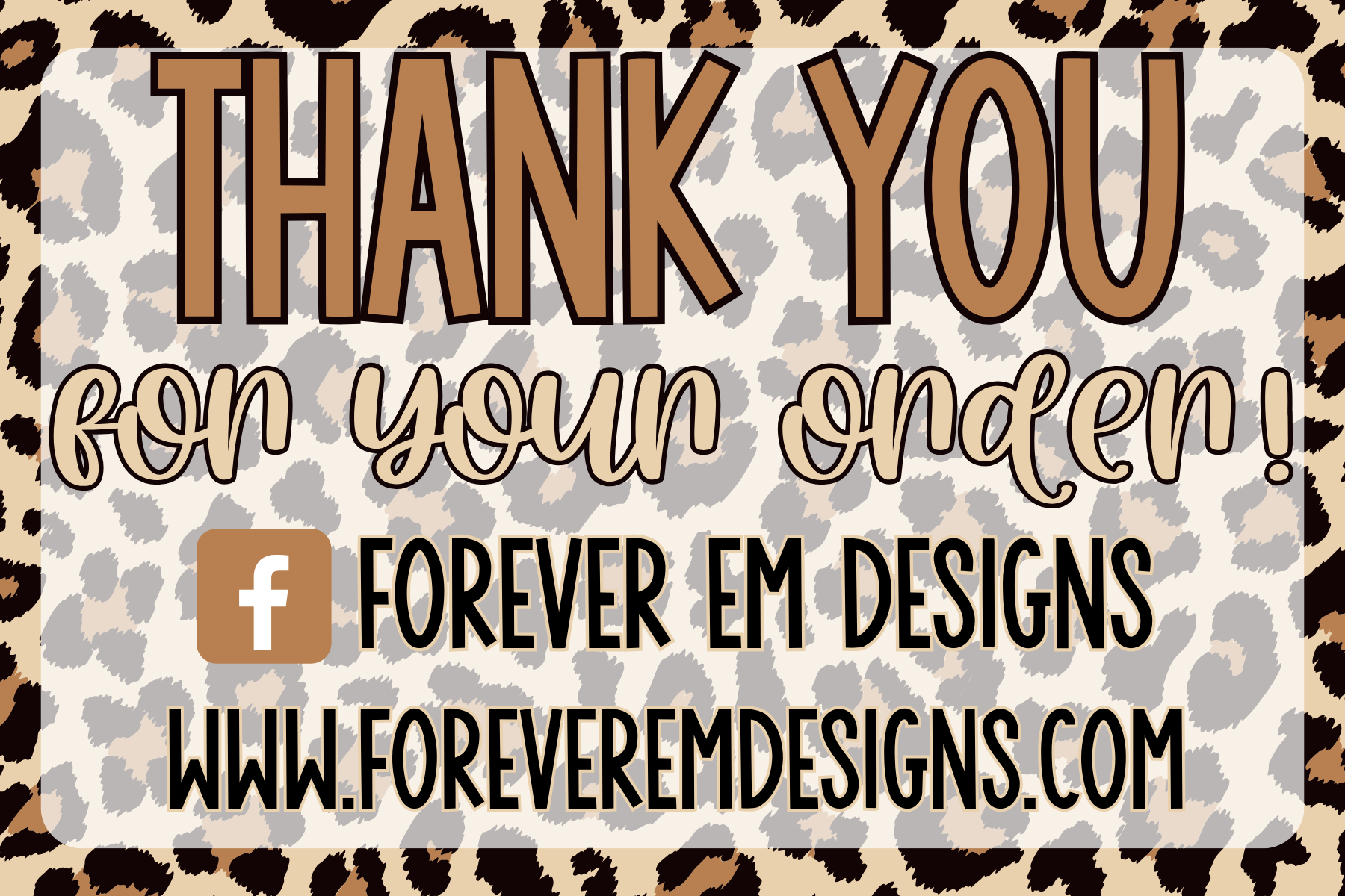 Leopard Print Thank You Card Template – Forever Em Designs