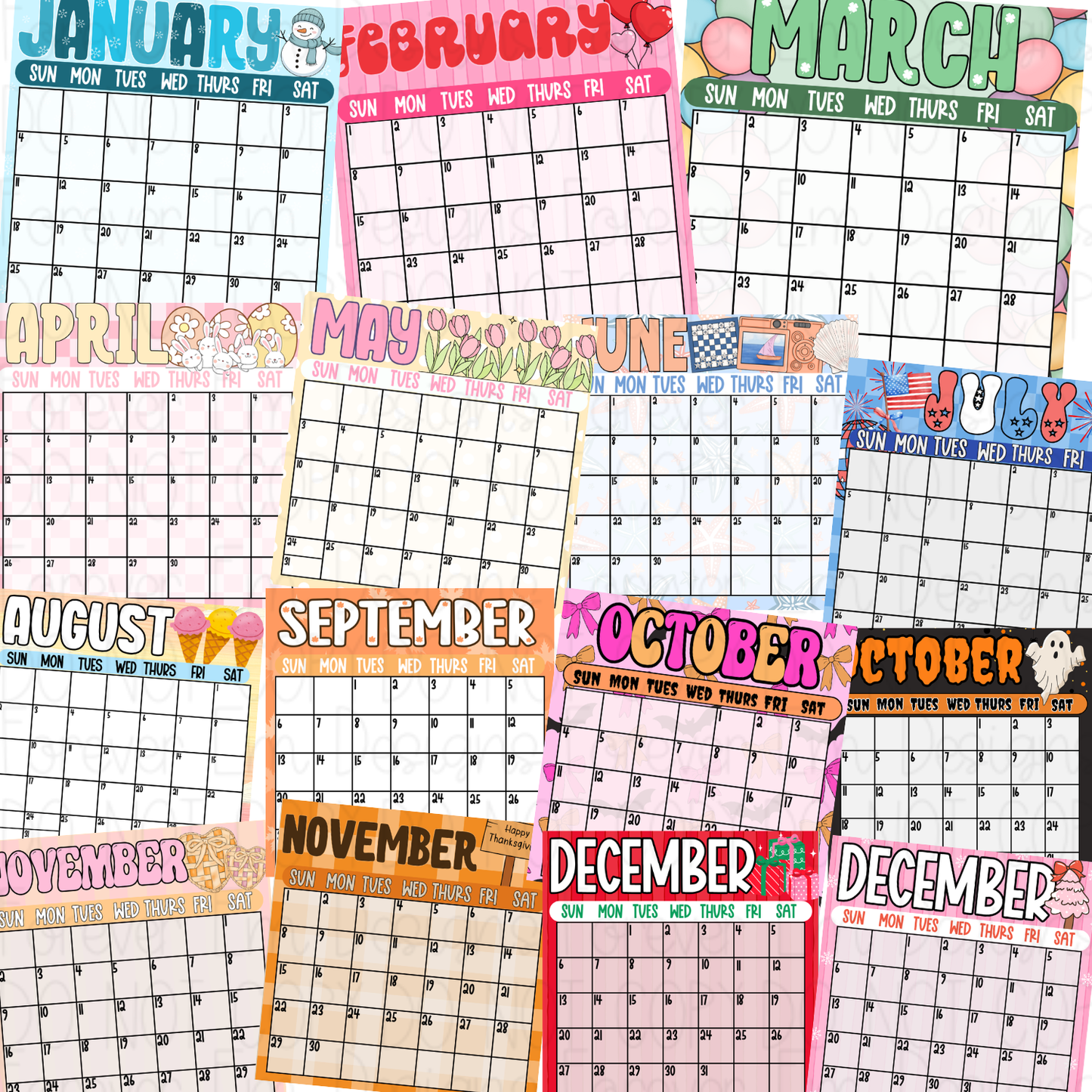2026 Editable Calendars