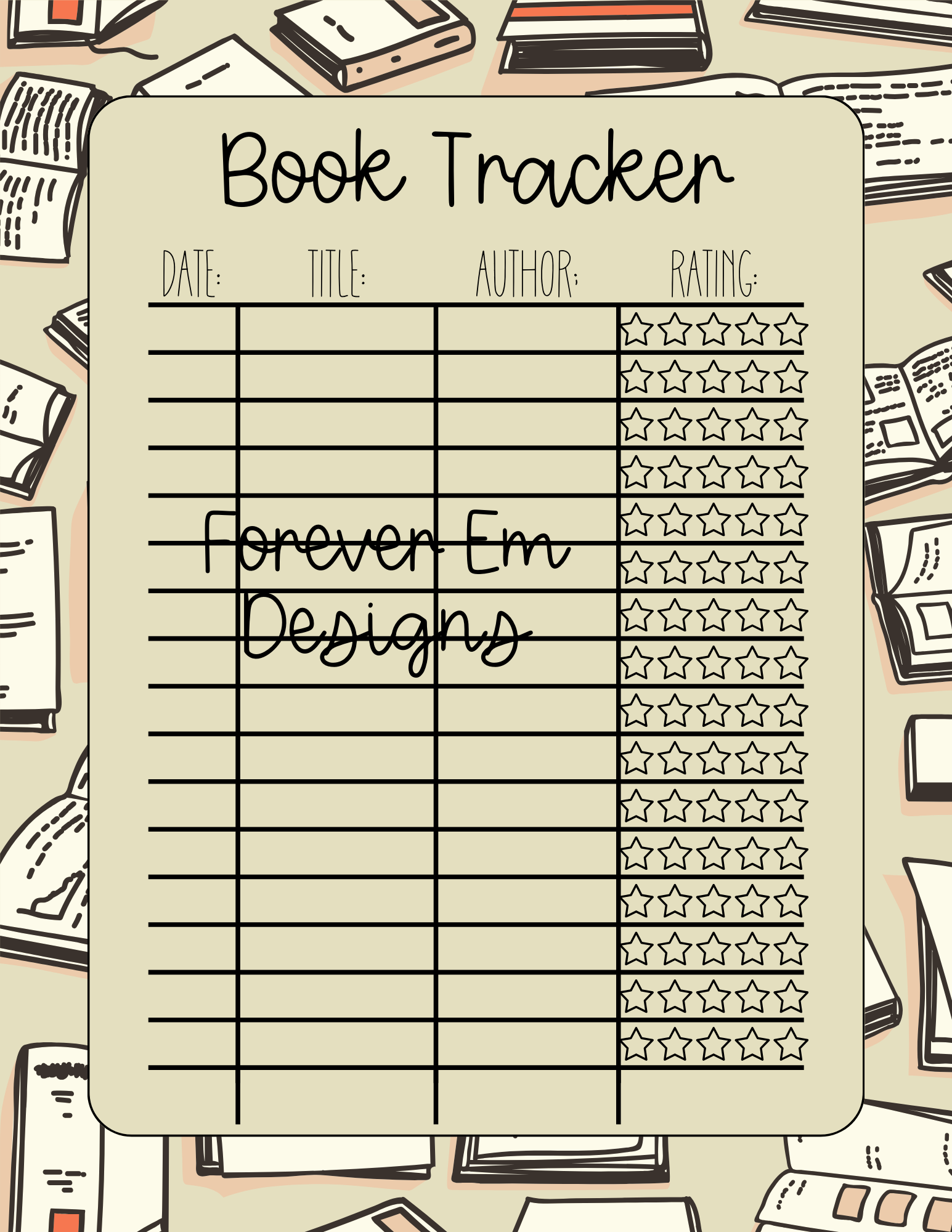 Book Tracker Essentials Book Tracker – Forever Em Designs